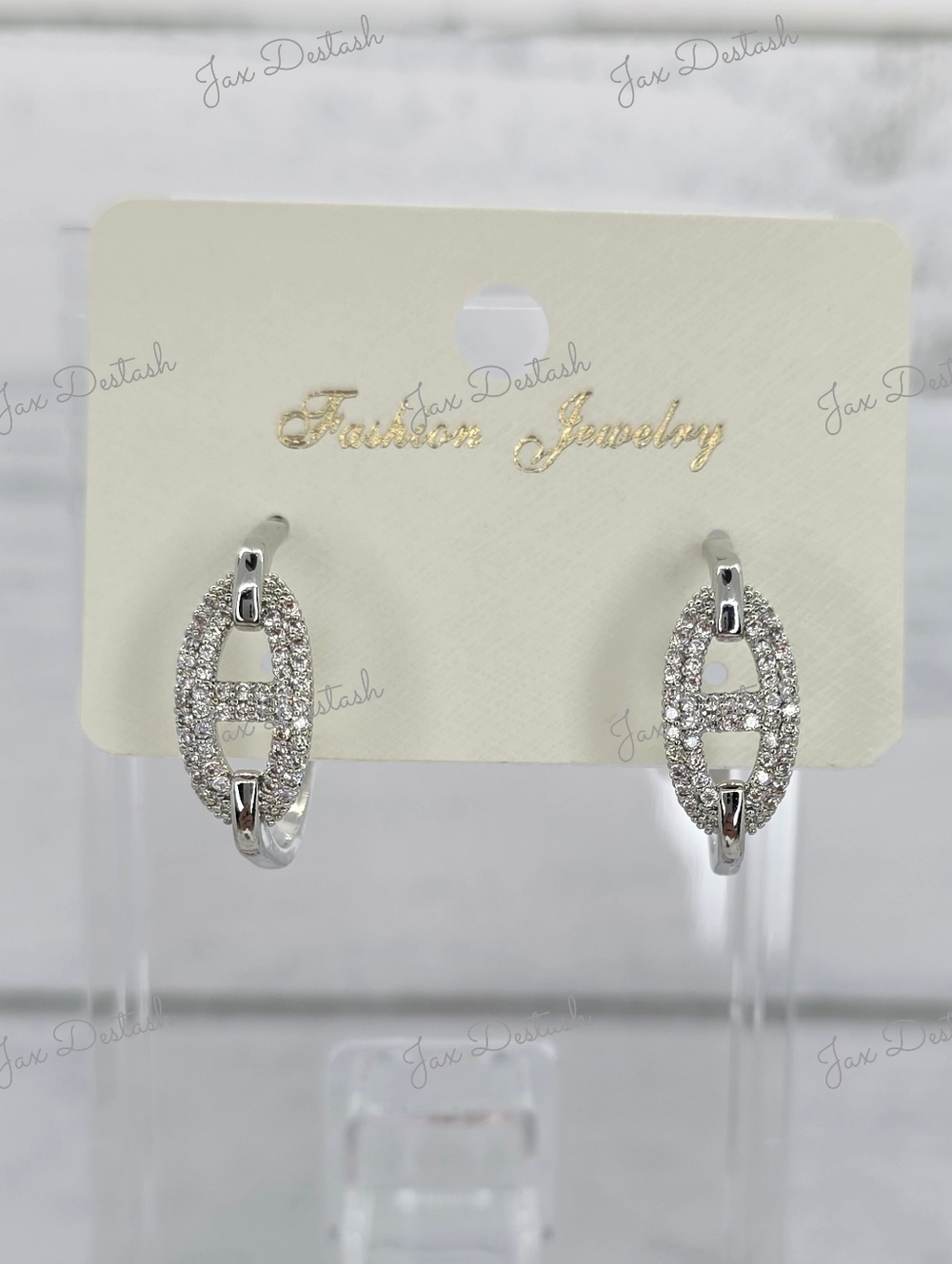 Silver Tone Crystal Pavé Hoop Earrings ER4749
